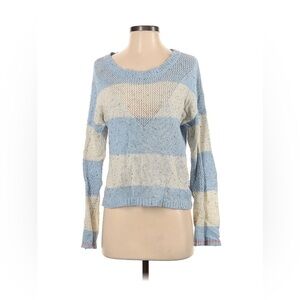 SWTR Stylish Blue and Cream Women's Crew Neck Sweater